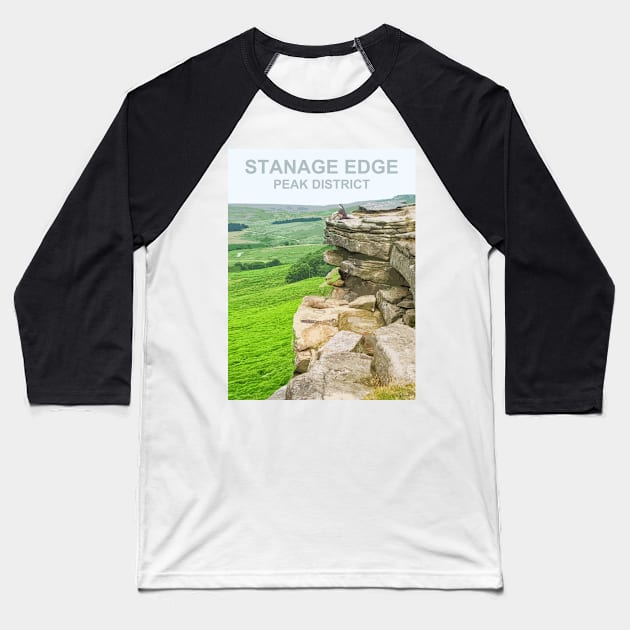 Stanage Edge Peak District, Derbyshire. Travel poster Baseball T-Shirt by BarbaraGlebska